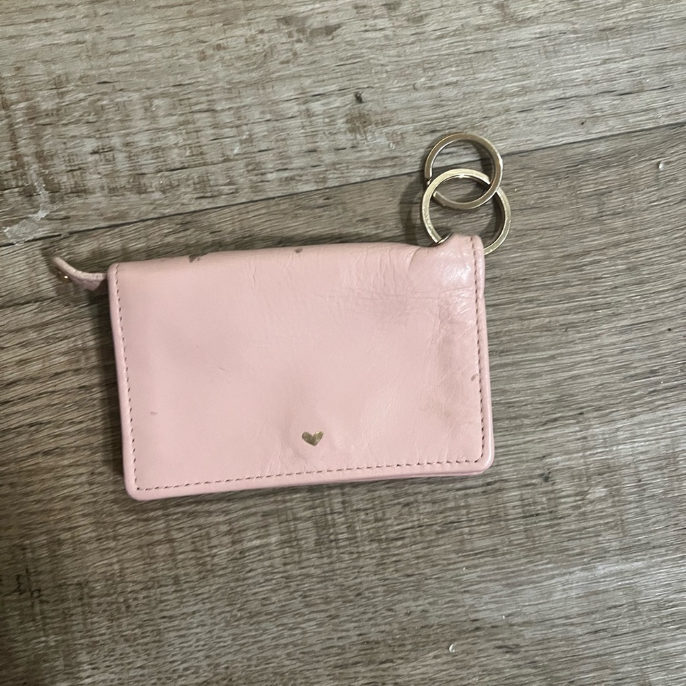 Pink Card Holder with Gold Heart Accent